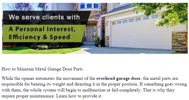 How to Maintain Metal Garage Door Parts - Garage Door Repair Itasca